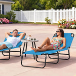 Outsunny 2 Piece Reclining Chaise Lounge With Adjustable Backrest, Sky Blue