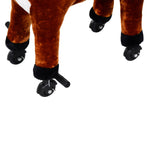 Child Boys Walking Horse Riding Toy Plush Walk Pony Wheels W/ Sound | Brown