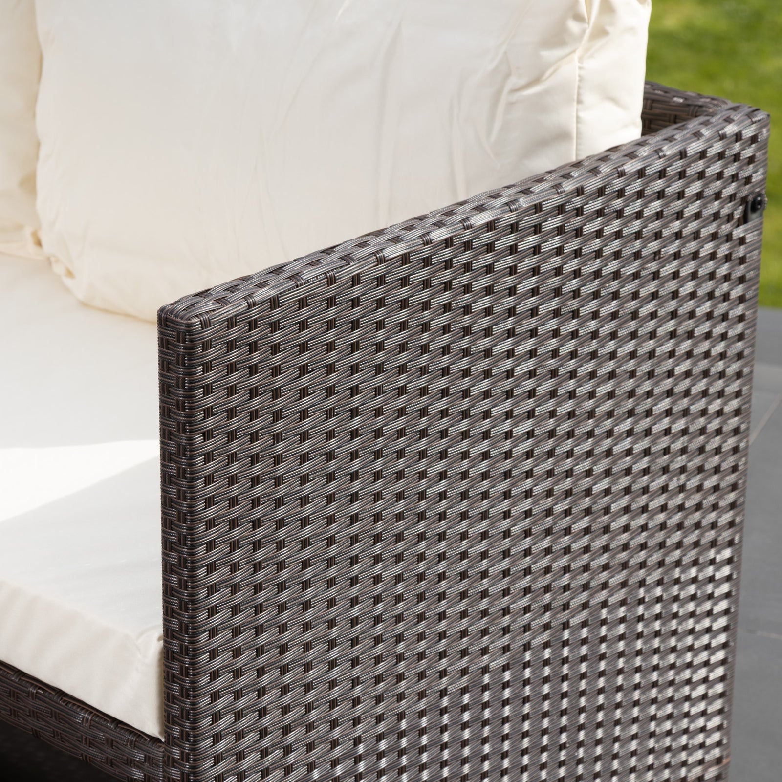 Aleria Left Hand Facing Rattan Corner Sofa And Table | Cream