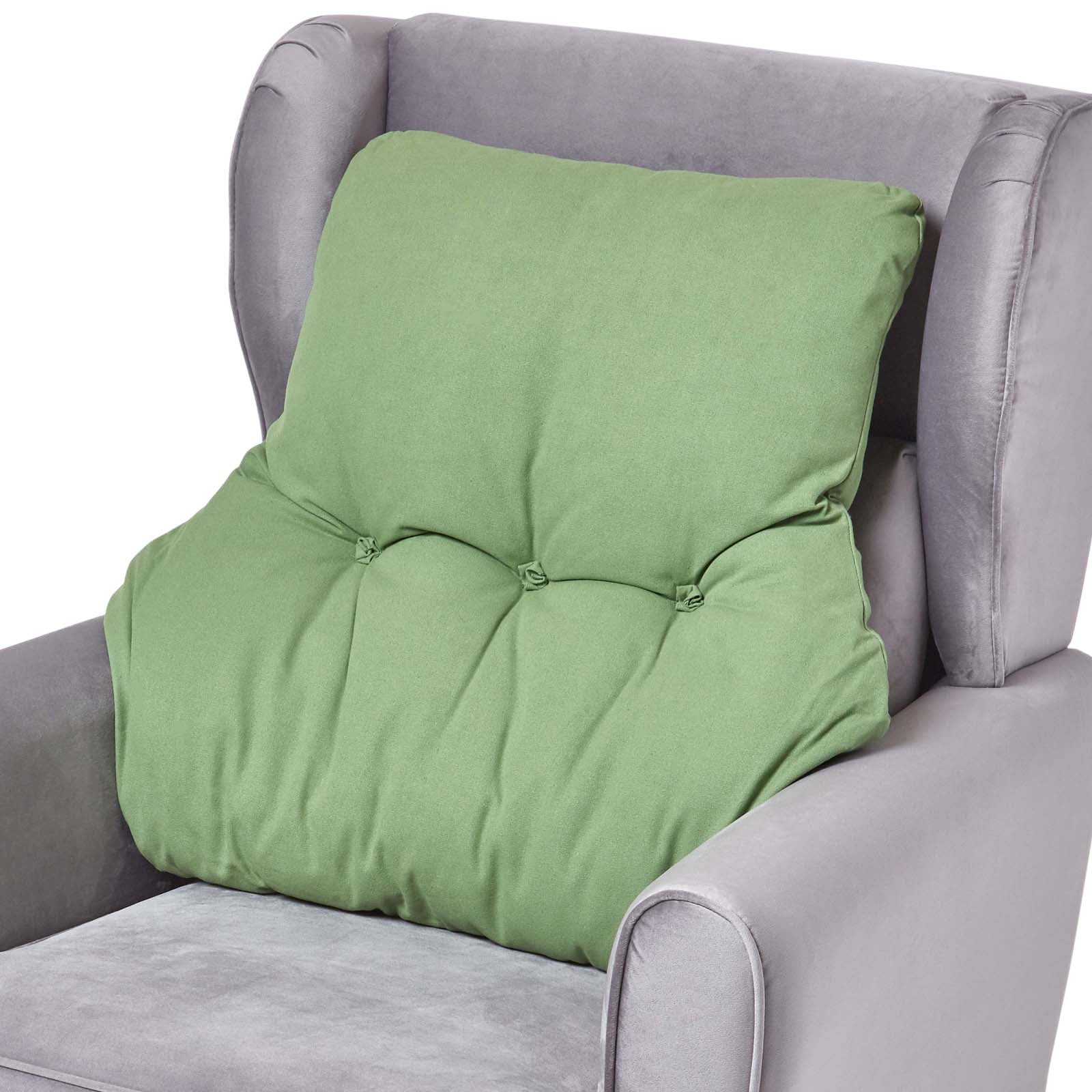 Cotton Back Support Thick Lumbar Cushion | Forest Green