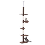 Floor To Ceiling Cat Tree For Indoor Cats 5-tier Kitty Tower | Brown