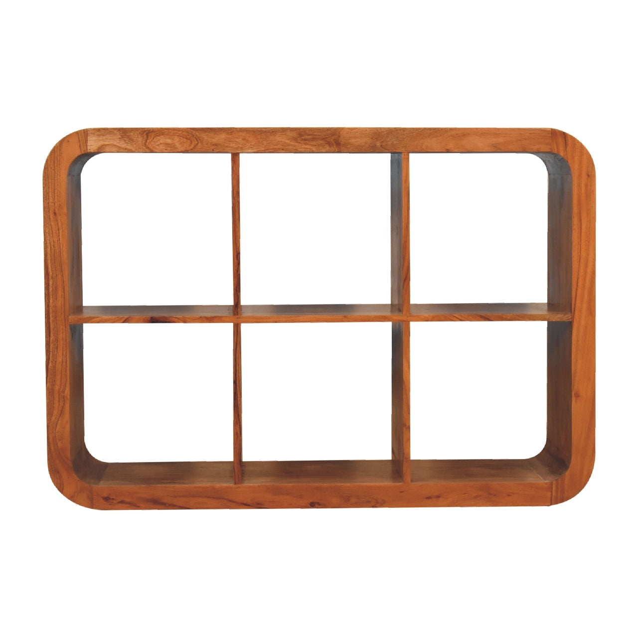 Solid Wood Darcy Display Unit, 6 Open Storage Slots, Light Brown