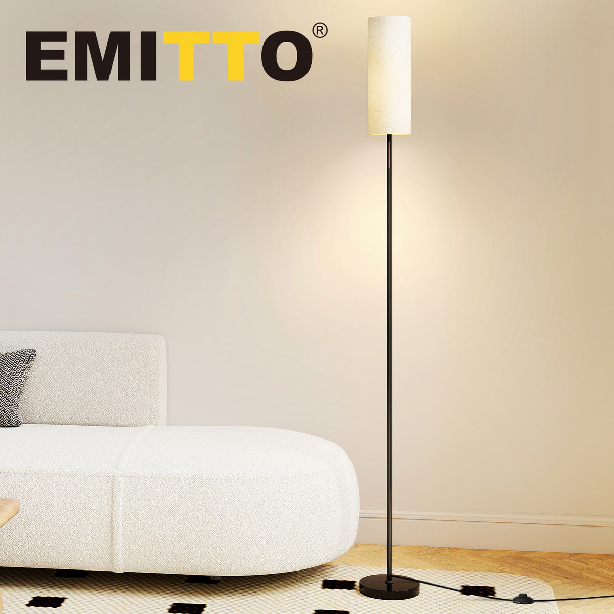 Emitto Led Floor Lamp Bedside Light Dimmable Remote & Foot Switch Bulb Included