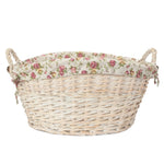Wicker White Wash Garden Rose Lined Wash Basket | Pink