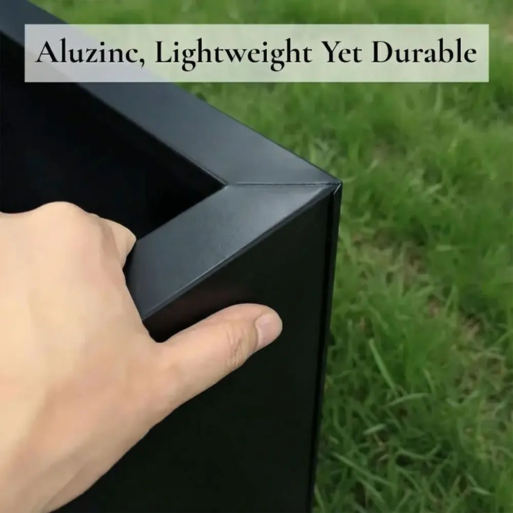 Zinc Galvanised Trough Planter | 75cm x 32cm x 32cm | Matte Black