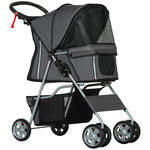 Pet Stroller Carrier Foldable Deluxe Jogger Walk Travel Dog Cat | Charcoal Gray