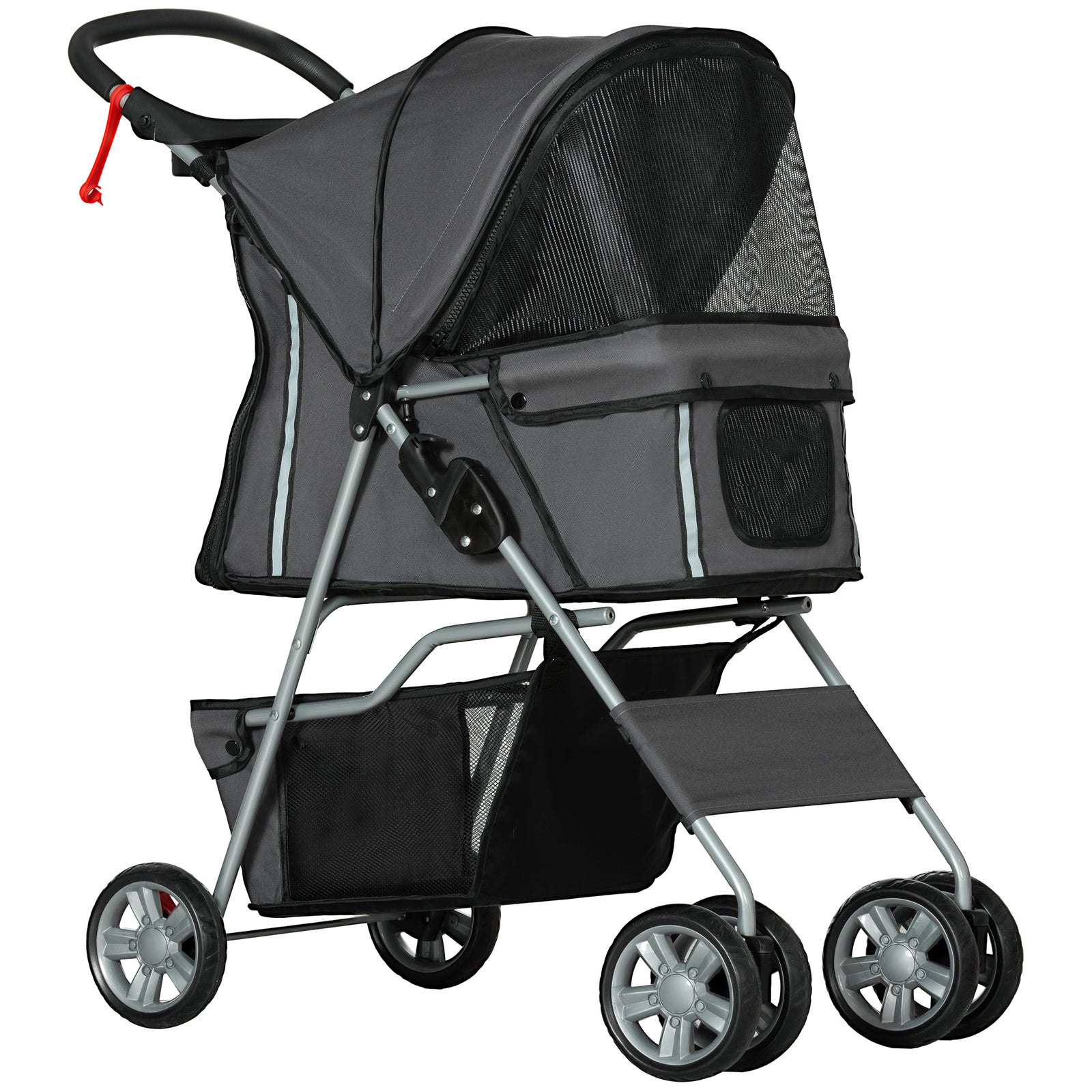Pet Stroller Carrier Foldable Deluxe Jogger Walk Travel Dog Cat | Charcoal Gray