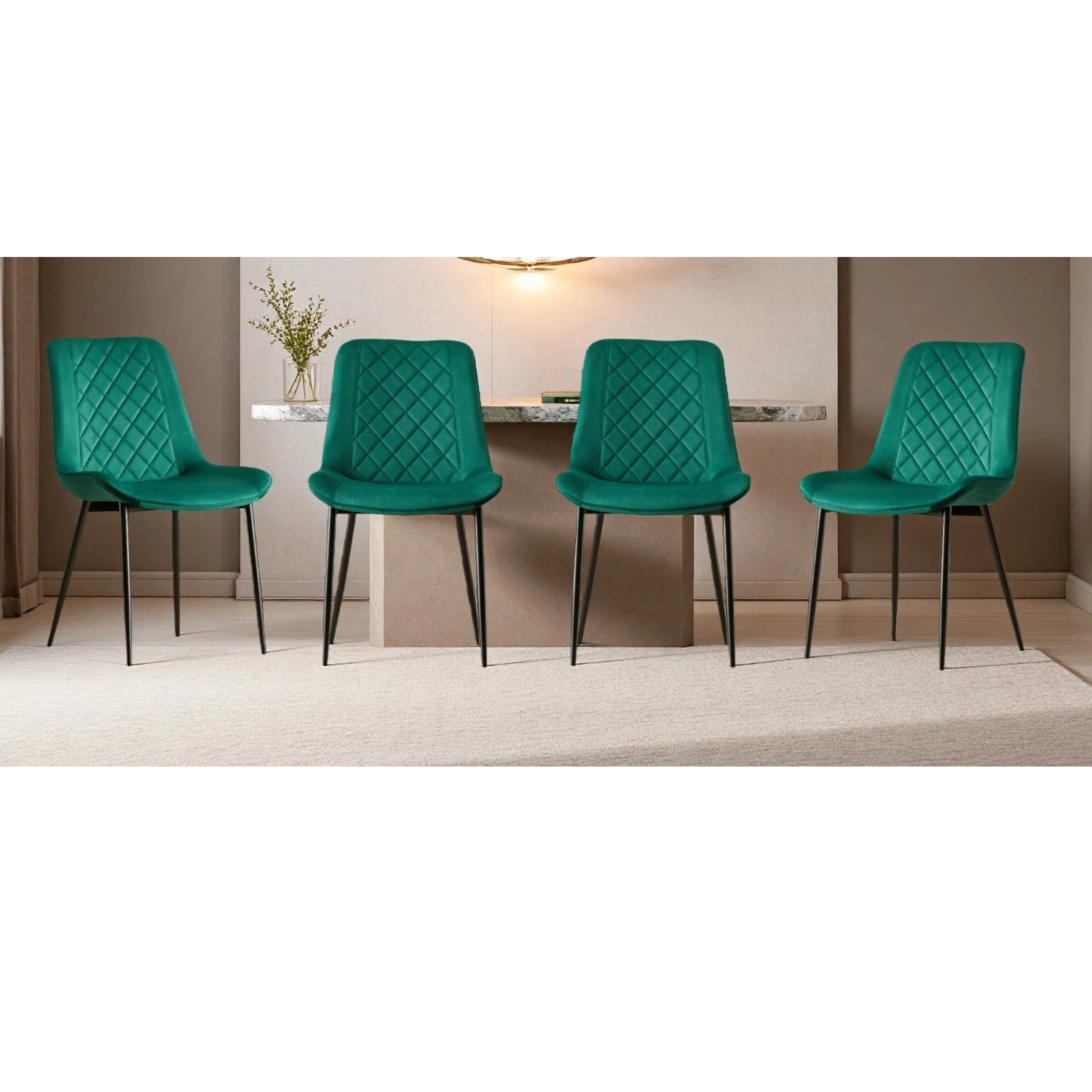 Amelia Velvet Comfort Dining Chairs | One Size | Green