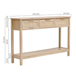 Breeins Rustic Wood Console Table With 3 Rattan Drawer