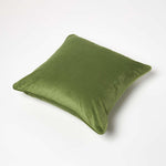 Filled Velvet Cushion With Piped Edge 46 X 46 Cm | 45cm x 45cm | Olive Green