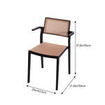 Set Of 4 Pseudo-rattan Pp Dining Chair With Armrest | Black