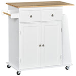 Island Storage Trolley With Rubber Wood Top