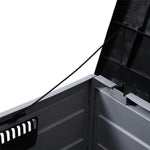 290l Waterproof Large Plastic Garden Storage Box With Wheels | Black