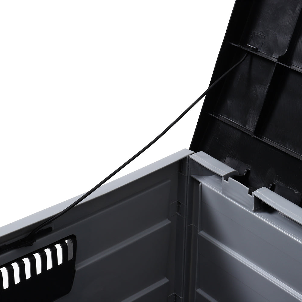 290l Waterproof Large Plastic Garden Storage Box With Wheels | Black