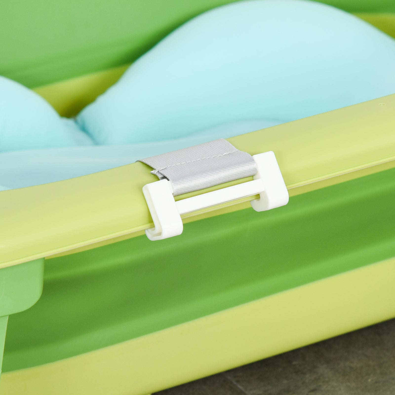 Baby Bath Tub For Toddler Foldable W/ Baby Cushion For 0-3 Years Green
