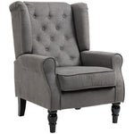 Accent Armchair Home Furniture Retro Tufted Club Wood | One Size | Dark Gray