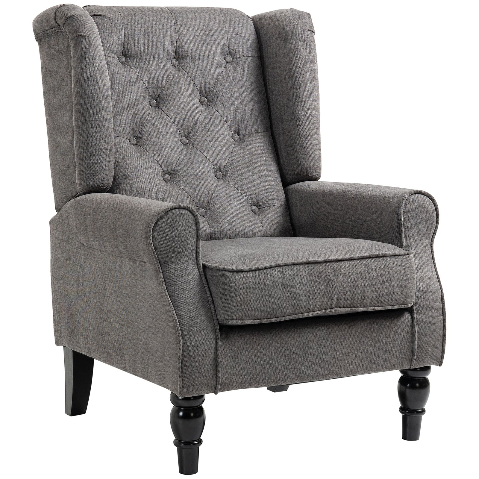 Accent Armchair Home Furniture Retro Tufted Club Wood | One Size | Dark Gray