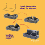 Heated Radiator Cat Bed Soft Fleece Padded Design Grey