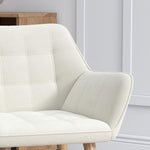 Velvet-feel Accent Chair With Arms Slanted Back Wood Legs | One Size | Cream