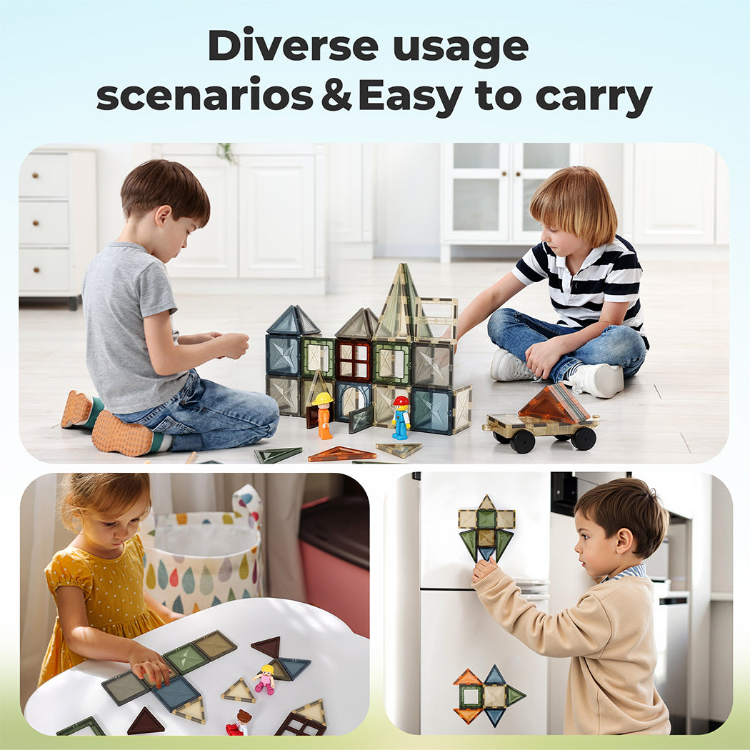 100pc Magnetic Building Tiles Kid Creative 3d Educational Construction Toy | Multi Colour