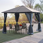 Pc Hardtop Gazebo With Aluminium Frame And Curtains | Small | Gray