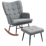Rocking Chair With Footstool Fabric Wingback Chair