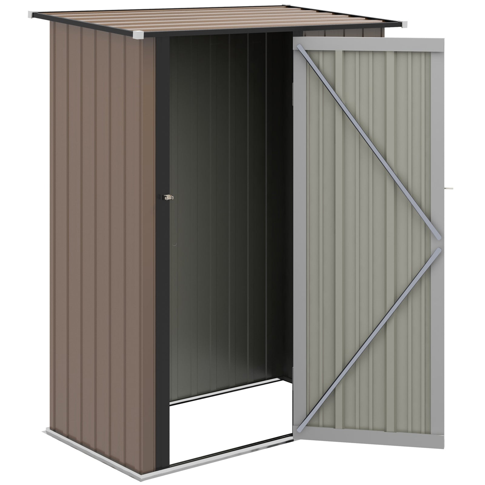 Outdoor Storage Shed Steel Garden Shed With Lockable Door | Brown