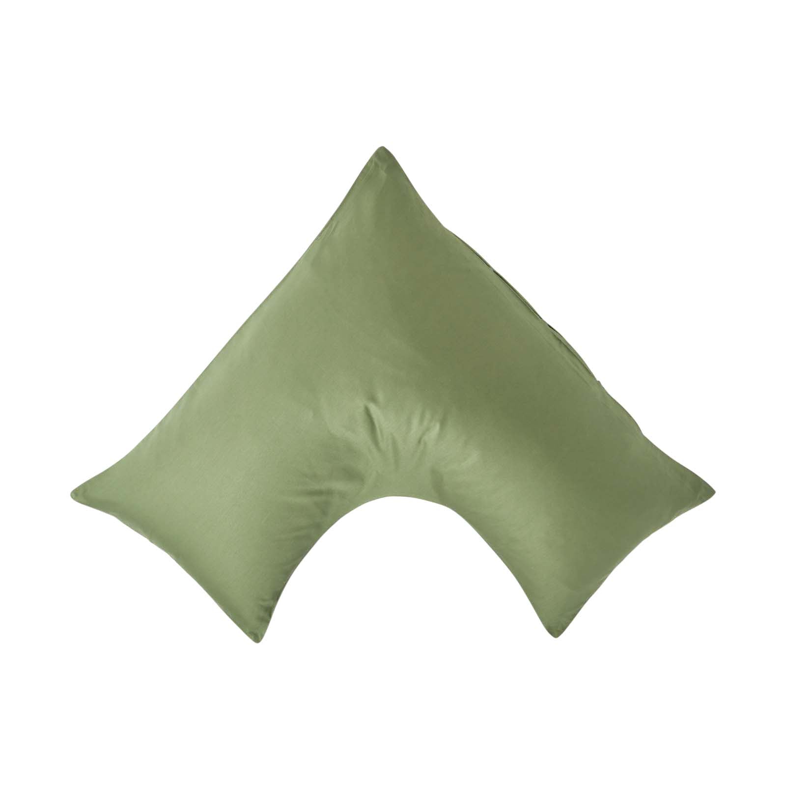 V Shaped Pillowcase Organic Cotton 400 Tc | V Shape | Moss Green