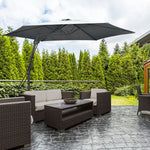 3m Cantilever Parasol W/ Crank Handle, Cross Base | Dark Gray