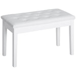 Classic Piano Bench Padded Seat Makeup Stool Solid Wood | One Size | White