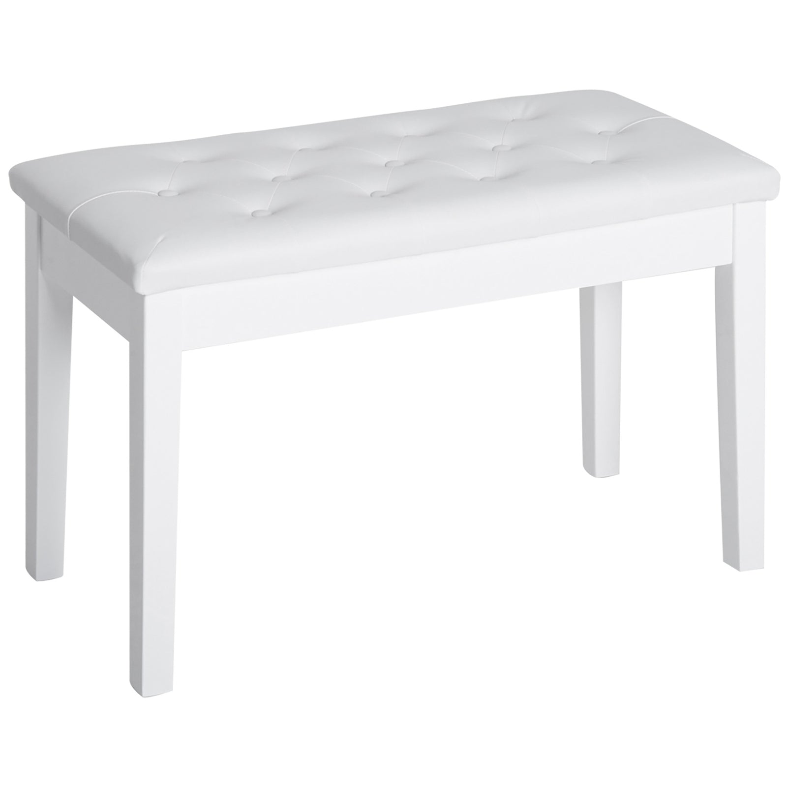Classic Piano Bench Padded Seat Makeup Stool Solid Wood | One Size | White