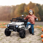 Kids Ride On Car, 12v Electric Truck W/ Suspension | White