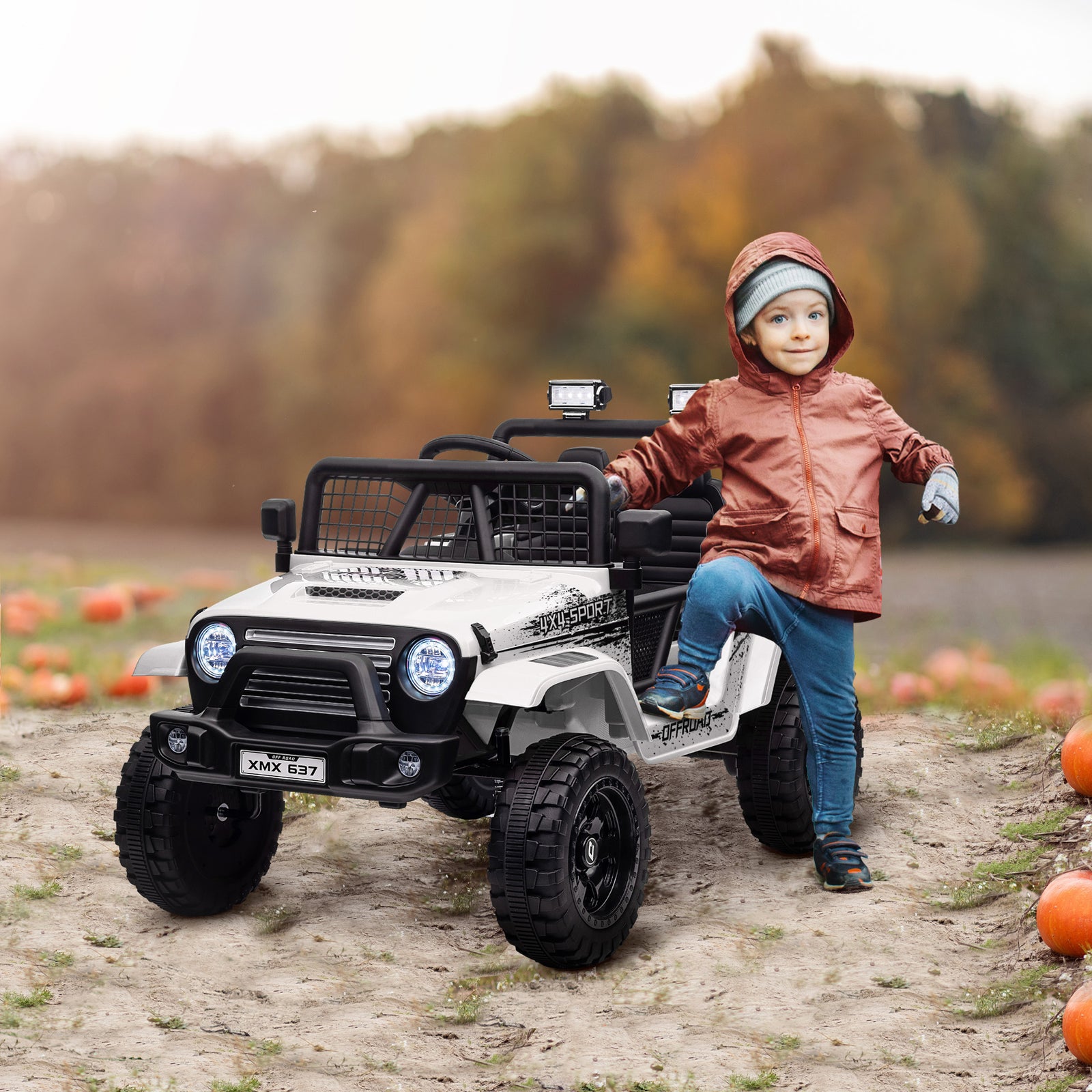 Kids Ride On Car, 12v Electric Truck W/ Suspension | White