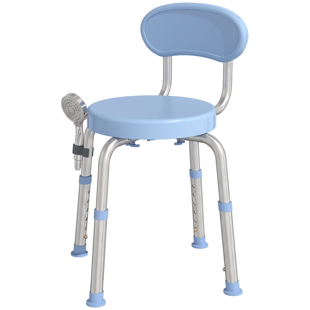 HOMCOM 360° Swivel Shower Stool, Rotating Shower Chair With Aluminium Frame