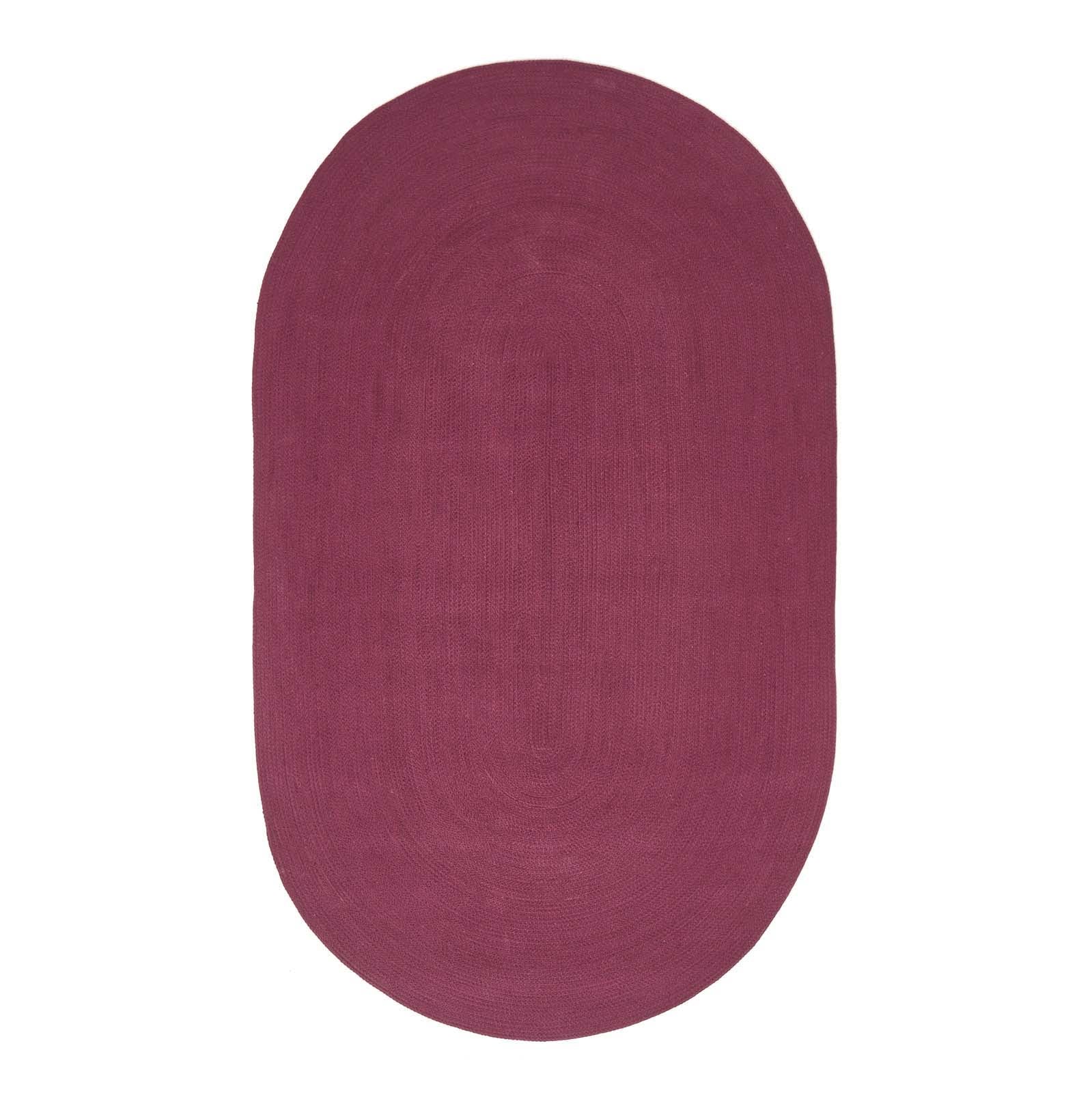 Handmade Woven Braided Oval Rug | 170cm | Plum