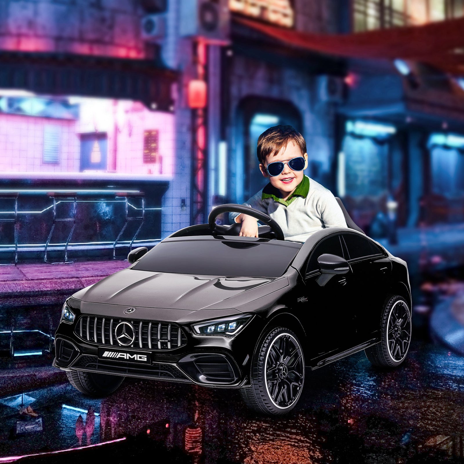 Aiyaplay Mercedes-amg Cla 45 Licensed 12v Ride On Car W/ Music | Black