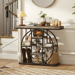 HOMCOM Industrial Console Table, Hallway Table With Storage Shelves