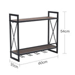 Industrial Hanging Wine Glass Rack Wall Mounted Floating With 5 Glass Holder