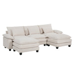3-seater Chenille Upholstered Sectional Sofa With Pillows