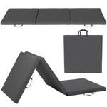HOMCOM 6ft Foldable Gymnastics Mat, Tri-fold 2" Thick Crash Mat, Grey
