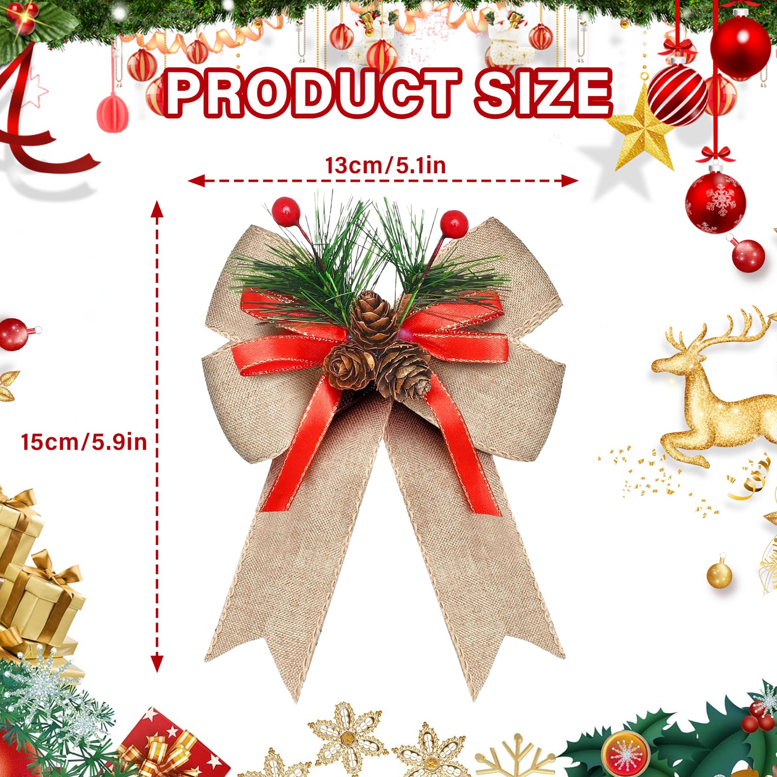 6pcs Christmas Bows Decoration Set