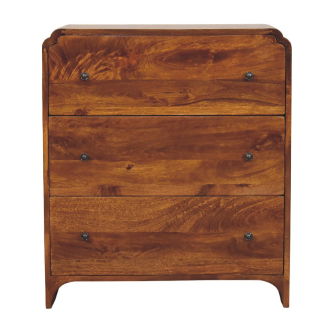 Solid Wood Newton Chestnut Chest, 3 Drawers, Dark Brown