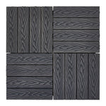 11pcs Interlocking Wpc Deck Tiles, 30x30cm Outdoor Wood-plastic Composite Patio Flooring, Slip-resistant Garden Balcony Tiles | Dark Grey