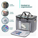Knitting Bag Crochet Storage Bag Yarn Organiser Pvc Lid | Large | Grey