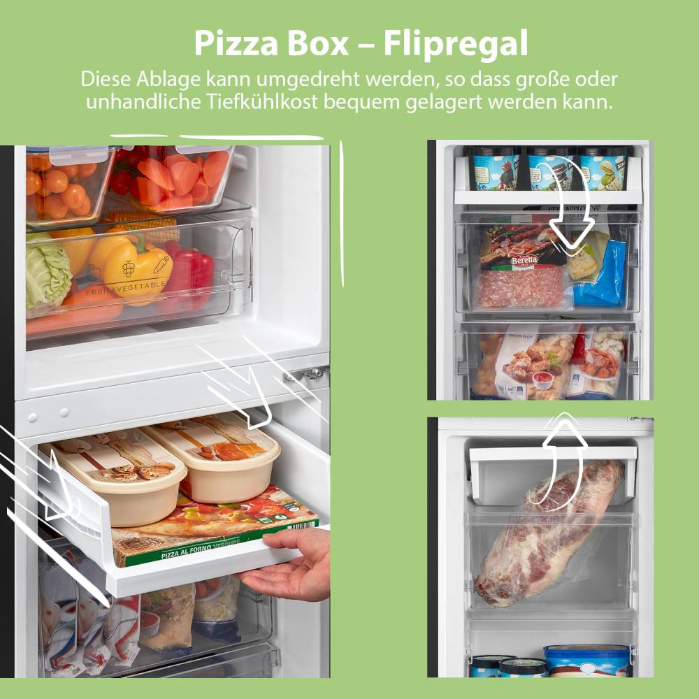 174l Freestanding Black Fridge Freezer– 115l Fresh Food & 59l Freezer, Low-frost, Reversible Door, Led Light