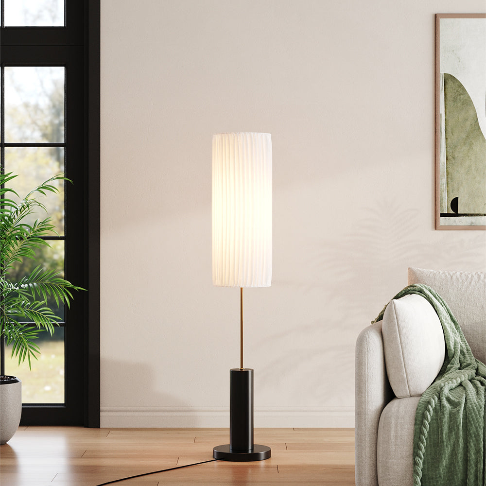 127cm Height E27 1-light Fabric Lampshade Floor Lamp With Foot Switch