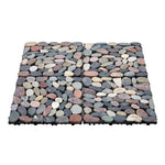 6pcs Interlocking Natural Stone Deck Tiles, 30x30cm Square Outdoor Patio Flooring, Durable Garden Pathway & Poolside Tiles | Multi Colour