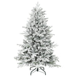 Artificial Christmas Tree With Snow, Hinged Xmas Tree | 5ft | Green
