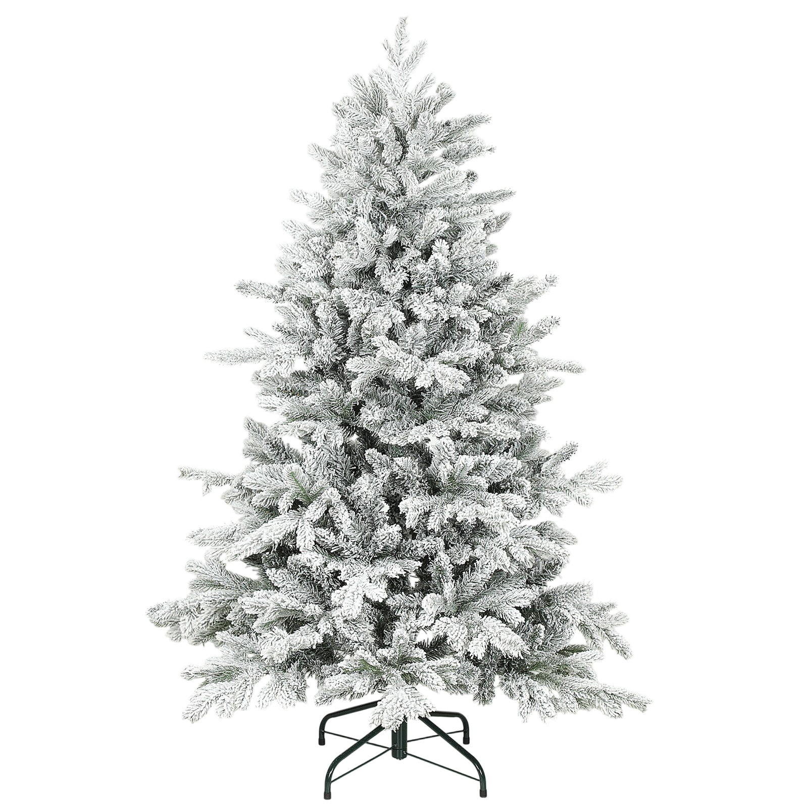 Artificial Christmas Tree With Snow, Hinged Xmas Tree | 5ft | Green