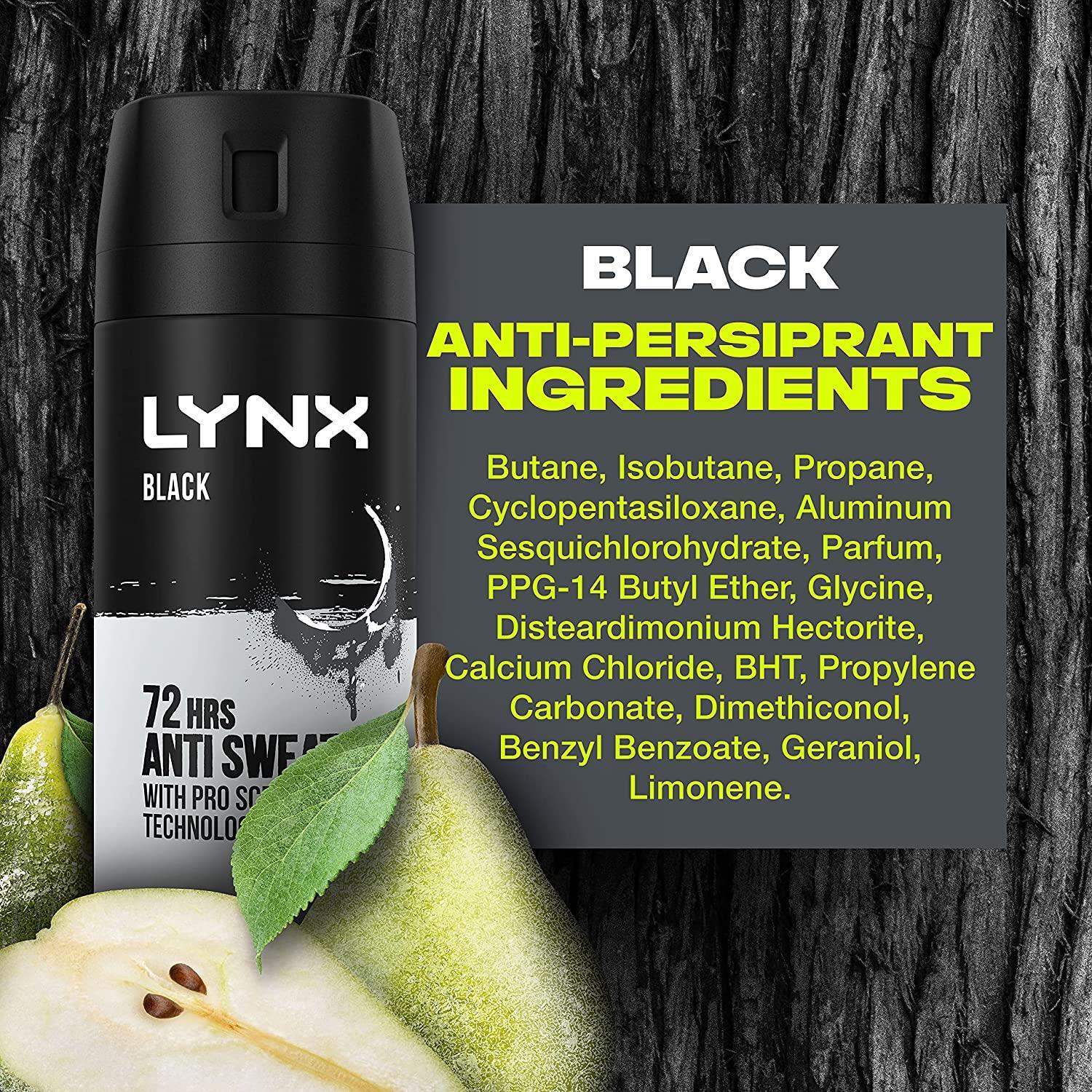 Black 72 Hrs Anti Sweat Anti-perspirant Body Spray For Men, 3x 150ml